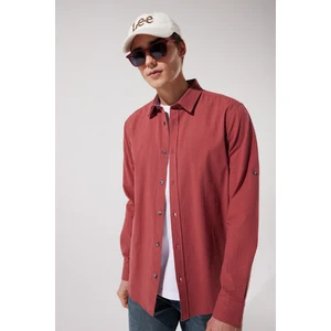 Regular Fit Normal Kesim %100 Pamuk Pembe Uzun Kollu Gömlek