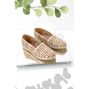 Bej Taba Hasır Hakiki Deri Kadın Espadril K01534070628