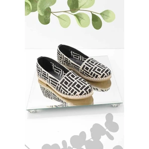 Bej Siyah Hasır Hakiki Deri Kadın Espadril K01534070628
