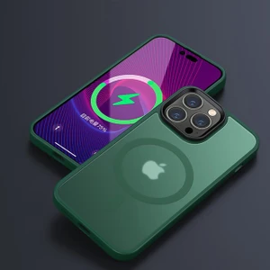M.TK Moveteck Apple iphone 14 Pro Max Kılıf Mat Magsafe Wireless Şarj Destekli Hassas Butonlu Soft Mat Kenarlı Buzlu Çerçeveli Darbe Korumalı Mor Kapak