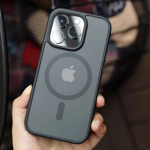MTK Moveteck Apple iphone 13 Pro Max Kılıf Mat Magsafe Wireless Şarj Destekli Hassas Butonlu Soft Mat Kenarlı Buzlu Çerçeveli Darbe Korumalı Mor Kapak