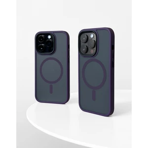 MTK Moveteck Apple iphone 14 Pro Max Kılıf Mat Magsafe Wireless Şarj Destekli Hassas Butonlu Soft Mat Kenarlı Buzlu Çerçeveli Darbe Korumalı Mor Kapak