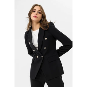 Kadın Kruvaze Yaka Düğme Detaylı Blazer Ceket