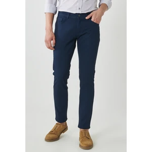 ALTINYILDIZ CLASSICS Erkek Lacivert Slim Fit Dar Kesim Armürlü 5 Cepli Casual Esnek Pantolon