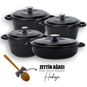 Döküm 4x New Heritage Serisi Döküm Demir Tencere Seti - Siyah