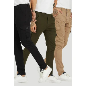 Kargo Cep Pantolon Siyah-Haki-Camel Rengi Çok Renkli