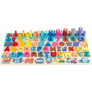 Mj Toys Montessori Ahşap Mıknatıslı Balık Tutma Oyunu Sayılar Harfler Şekiller ve Halkalar