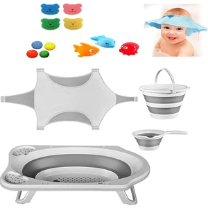Free Baby Katlanır Bebek Yıkama Banyo Küvet Seti 8 Parça Gri