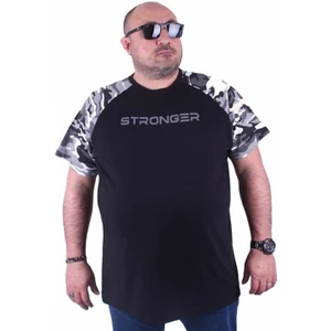 Büyük Beden Raglan Sleeve Camouflage Erkek Tişört 23146 Fume