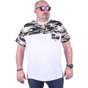 Büyük Beden Cepli Camouflage Erkek Tişört 23145 Beyaz