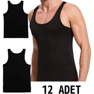 Maruf Shop 12 Adet Erkek % 100 Pamuk Askılı Klasik Atlet