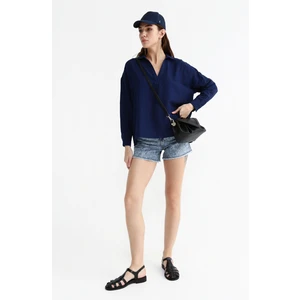 Normal Bel Basic İndigo Kadın Şort KALE