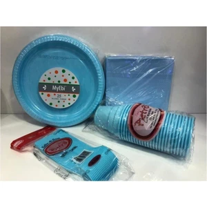 Parti Station Plastik Kullan At Doğum Günü Tabak Bardak Çatal Peçete(Mavi)