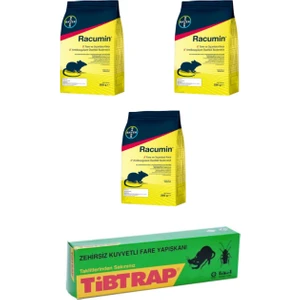 Çatı-Ev-Lağım Faresi Yemi 3 x 250 gr + Tibtrap Yapışkanı