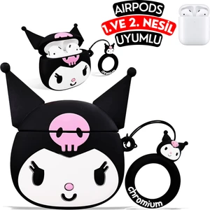 Airpods 1. ve 2. Nesil Uyumlu Kuromi Figürlü Sevimli Koruyucu Silikon Kılıf