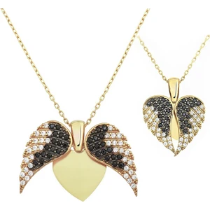 Gold Kalbimdesin Aşkın Kanatları Gümüş Kolye ET58SR