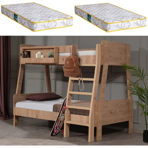 Ranza, Trend Geniş Ikili Ranza - Ceviz + 2 Adet Comfort Yatak