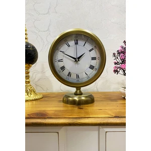 Platin Saat 25X20 cm Eskitme Metal Lüks Masa Saati