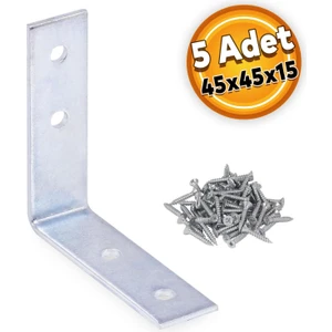 Mobilya Dolap Köşe Bağlantı Sabitleme L Demir Gönye 45X45X15 mm (5 Adet)