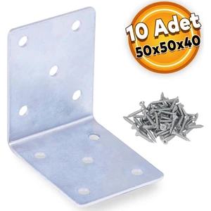 Mobilya Dolap Köşe Bağlantı Sabitleme L Demir Gönye 50X50X40 mm (10 Adet)