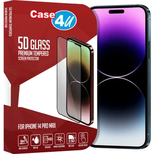 Case 4U Apple iPhone 14 Pro Max  5d Glass Ekran Koruyucu -Zore Rika Premium 9H Temperli Cam Ekran Koruyucu Siyah