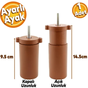 Hilal Shops Gizli Mobilya Kanepe Sehpa Tv Ünitesi Koltuk Orta Destek Ayağı Ayarlanabilir 9.5 Cm Siyah Baza Ayak 1ADET