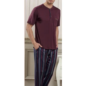 Pelinerkek Kısa Kollu Pijama TAKIMI-2713-BORDO