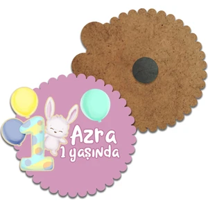 Grafilli Design Kişiye Özel Tasarım Tavşan Baskılı Doğum Günü Magnet (10 Adet) 02