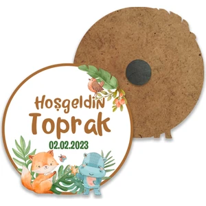 Grafilli Design Kişiye Özel Tasarım Sevimli Dostlar Baskılı Bebek Magnet (10 Adet)