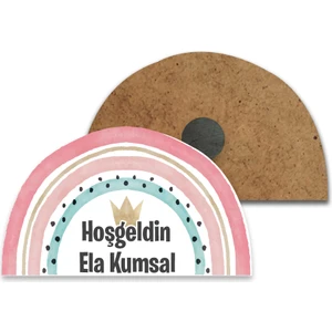 Grafilli Design Kişiye Özel Tasarım Gökkuşağı ve Taç Bebek Baskılı Magnet (10 Adet)