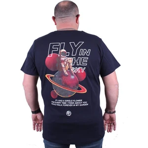 Büyük Beden Sıfır Yaka Tişört Fly In The Sky 23110 Lacivert