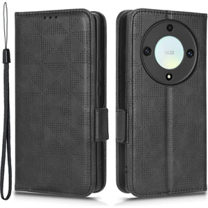 Onur Için X40 5g / X9A 5g / Magic5 Lite 5g Baskılı Üçgen Desen Telefon Koyu Cüzdan Stand Kılıfı (Yurt Dışından)