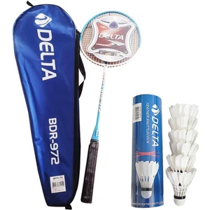 Tek Parça Badminton Raketi + Badminton Çantası + 6 Adet Kaz Tüyü Deluxe Badminton Topu Seti