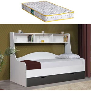Hera Çekmeceli Karyola + 1 Adet Comfort Yatak - Beyaz/Antrasit