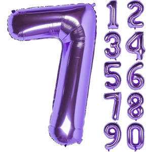 Parti Station 7 Yedi Rakam Mor Folyo Balon 32"-34" Inc 80 cm