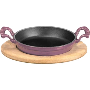 Döküm Yuvarlak Sahan Döküm Demir Yekpare Çift Kulplu Kayın Servis Ahşabı. ÇAP(Ø)20CM. - Mor