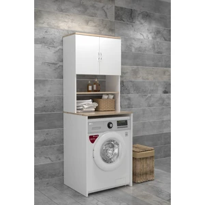 Çamaşır Makinesi Üstü Banyo Dolabı Rafı Beyaz