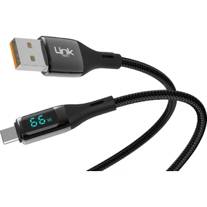 Linktech K681 Dijital Göstergeli USB - Type-C 66W Data ve Şarj Kablosu 1mt 5A