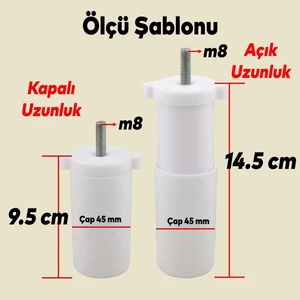 Hilal Shops Gizli Mobilya Kanepe Sehpa Tv Ünitesi Koltuk Orta Destek Ayağı Ayarlanabilir 9.5 Cm Siyah Baza Ayak 1ADET