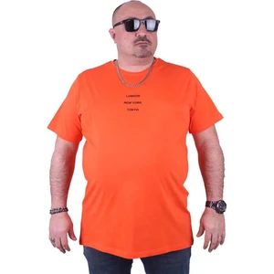 Büyük Beden Sıfır Yaka Tişört Limited Edition 23111 Turuncu