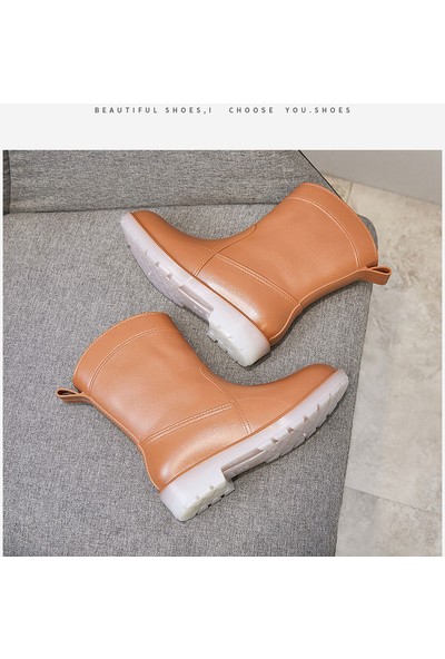 Umee Kısa Tüp Dört Mevsim Dış Iş Ayakkabıları Su Geçirmez ve Kaymaz Lastik Ayakkabılar Yağmur Botları (Yurt Dışından)