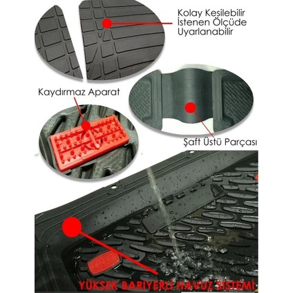 Honda Jazz 2021 4d Havuzlu Universal Paspas Krom Gri indirimleri
