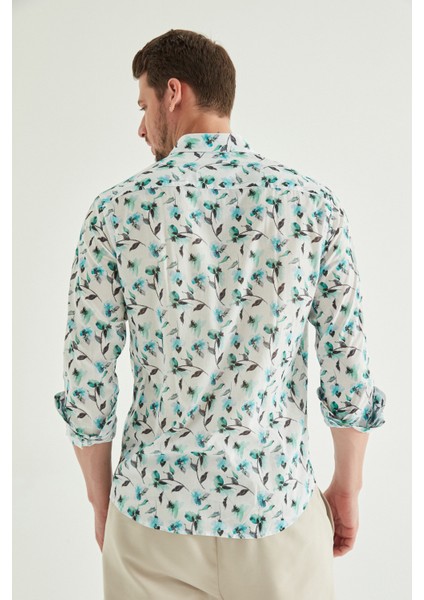 Slim Fit Yeşil Baskılı Gömlek 8EC02AD20089M fırsatları