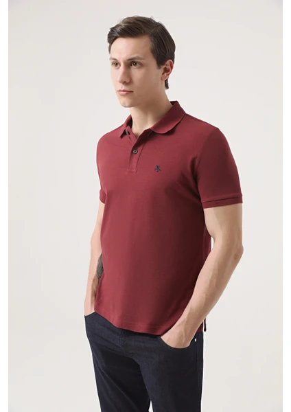 D'S Damat Regular Fit Bordo Pike Dokulu T-Shirt 6HC146551000M