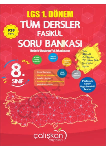 Çalışkan Yayınları 8. Sınıf Tümdersler 1.dönem Soru Bankası