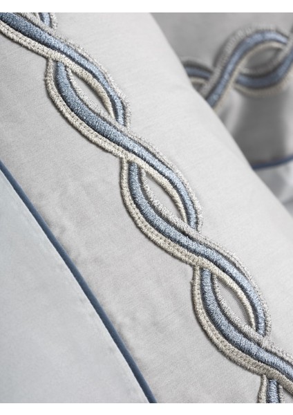 Nakışlı Saten Çift Kişilik Nevresim Takımı Fedor Gri modelleri