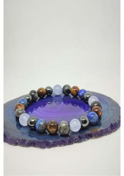 Hematit Lapis Lazuli Kaplangözü Labradorit Kuvars Doğaltaş Bileklik