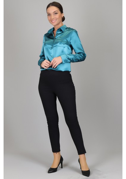 Sweetness Kadın Petrol Yeşili Saten Gömlek fiyatları