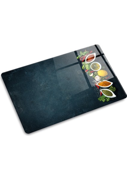 Renkli Baharatlar | Cam Kesme Tahtası - Cam Kesme Tablası | 20cm x 30cm modelleri