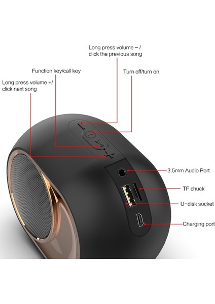 X6 Tws Dış Mekan Su Geçirmez B Wiress Bluetooth Hoparlör (Yurt Dışından)